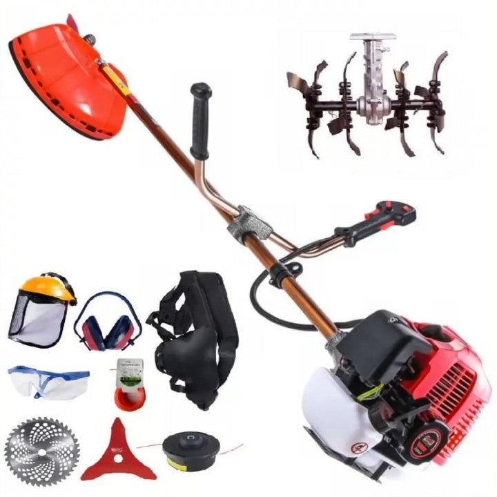 MOTOCOASA PE BENZINA ALFA 7* 7000 PROFESSIONAL, 8 ACCESORII INCLUSE, 12000RPM, 58CC, 7CP + Cultivator