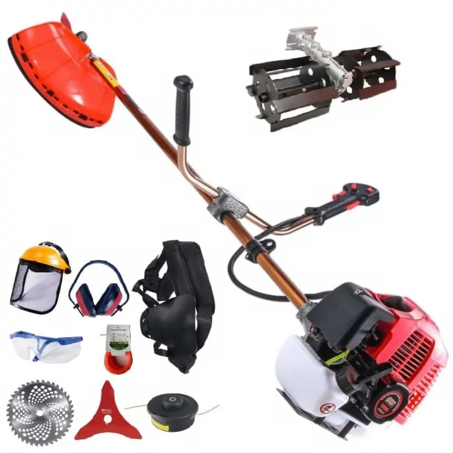MOTOCOASA PE BENZINA ALFA 7* 7000 PROFESSIONAL, 8 ACCESORII INCLUSE, 12000RPM, 58CC, 7CP+ Prasitoare