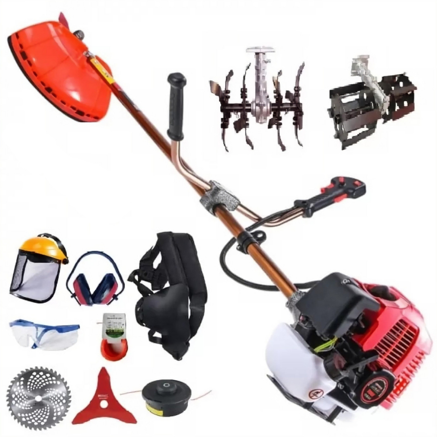 MOTOCOASA PE BENZINA ALFA 7* 7000 PROFESSIONAL, 8 ACCESORII INCLUSE, 12000RPM, 58CC, 7CP + Prasitoare si Cultivator