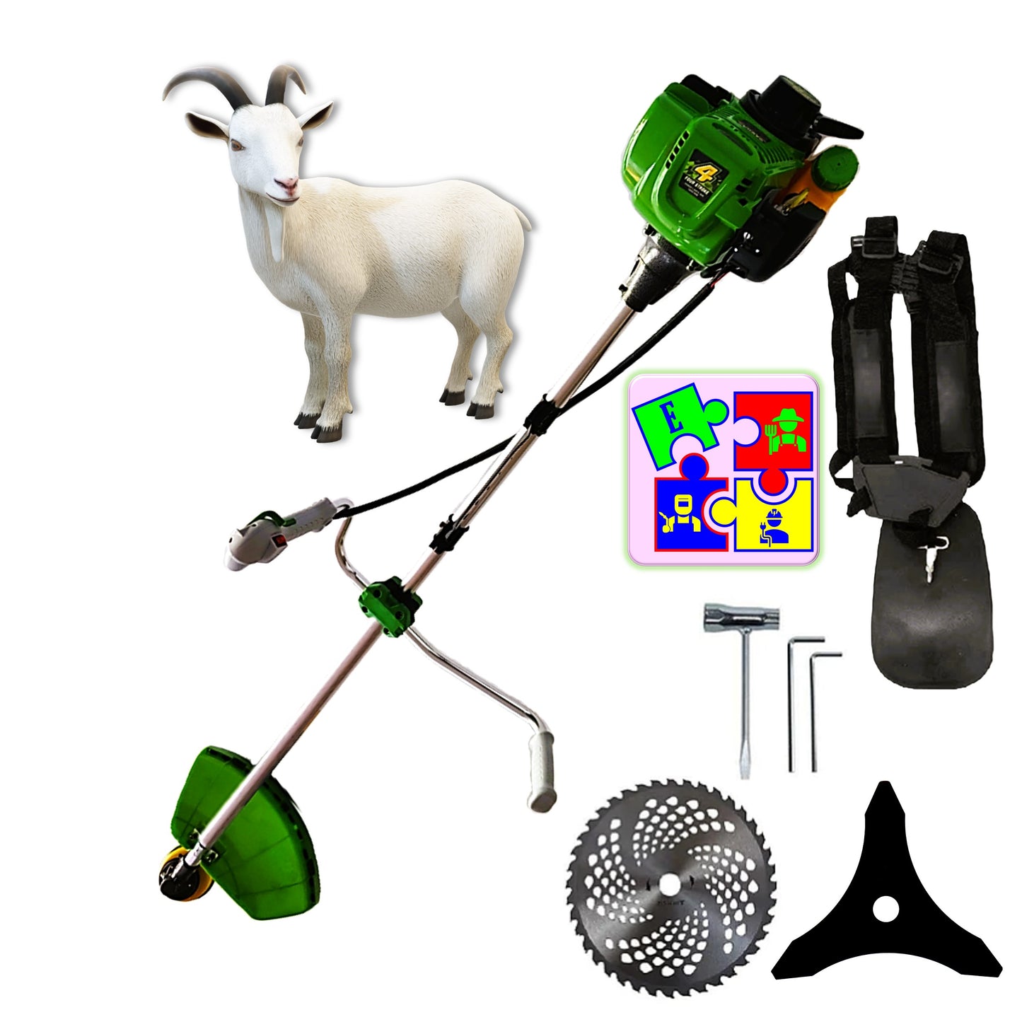 eGOSPODARi.ro % Motocositoarea KAPRA GOSPODARULUI, Motor 4 Timpi, 6CP, 1xDisc Vidia, 1xDisc Stea, 52cc, VERDELE KAPREI