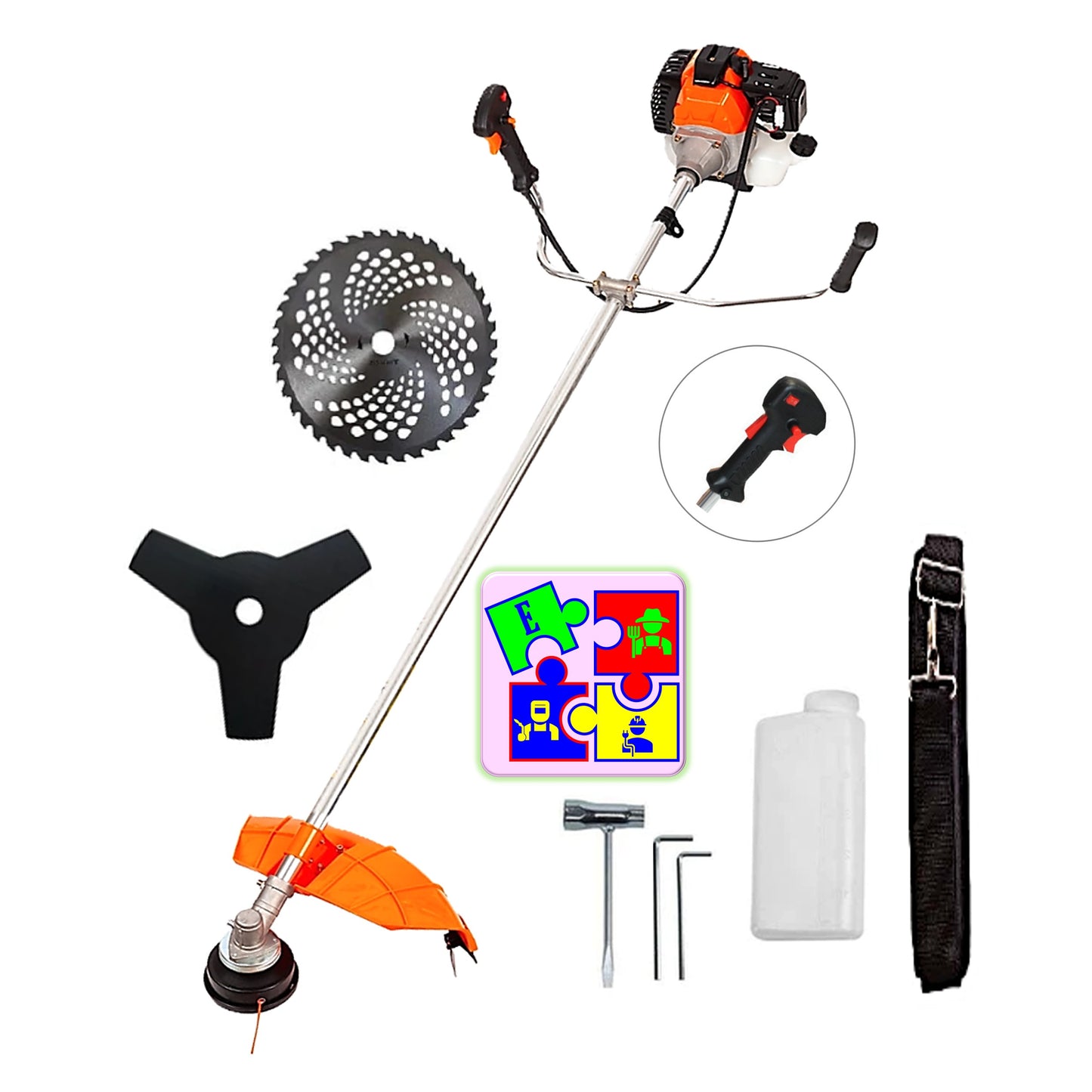 Motocoasa pe benzina ALFA 7* PROFESSIONAL, Accesorii Incluse, 52cc-6CP, Disc Stea și VIDIA