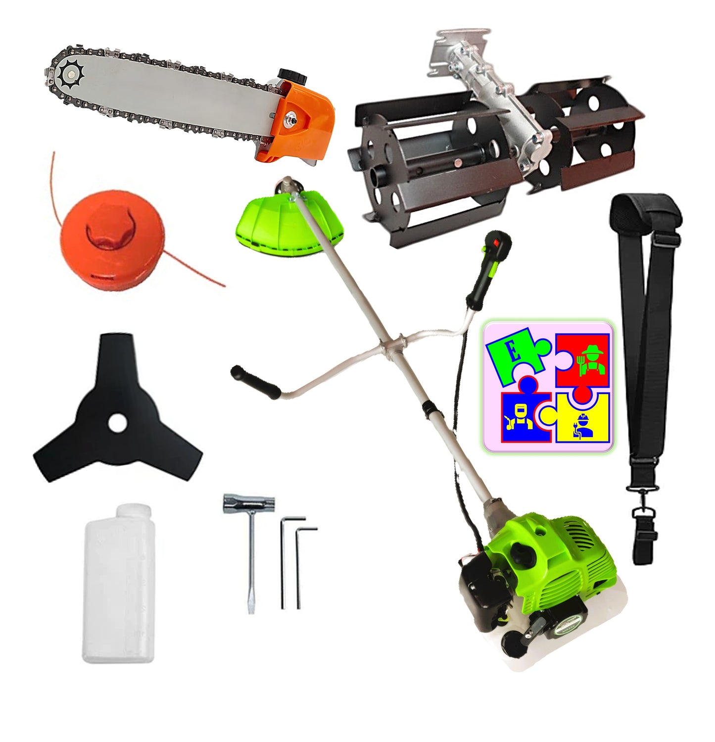 Motocoasa pe benzina ALFA 7* PROFESSIONAL, Accesorii si 1xDisc Stea, 8CP, VERDE, PLUS CAP DRUJBA,+PRASITOARE