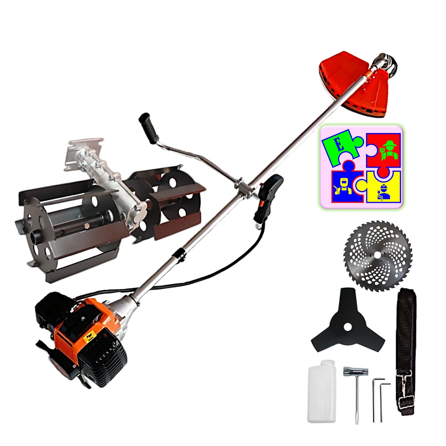 Motocoasa pe benzina URAL 7* PROFESSIONAL, 52cc, 6CP, Accesorii Incluse, Disc Stea și VIDIA, PRASITOARE