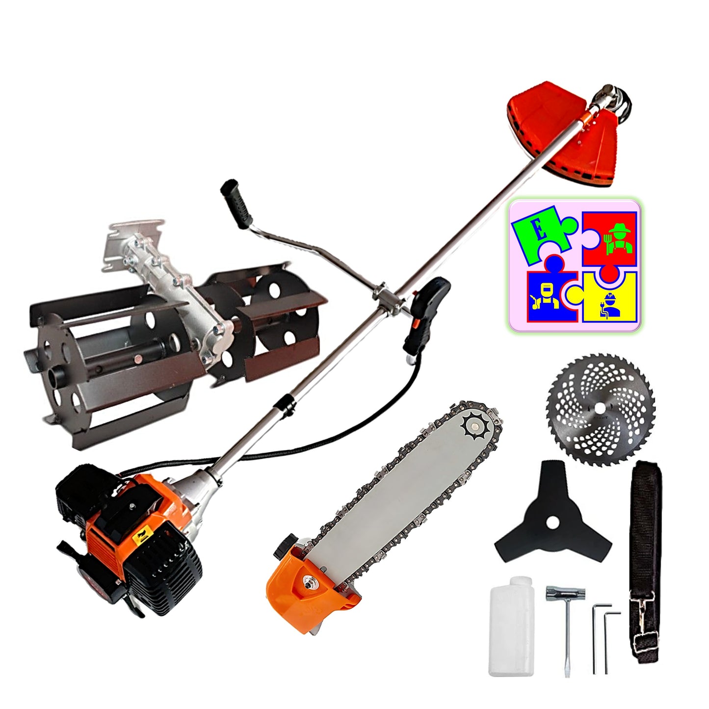 Motocoasa pe benzina URAL 7* PROFESSIONAL, 52cc, 6CP, Accesorii Incluse, Disc Stea și VIDIA, PRASITOARE, CAP DRUJBA
