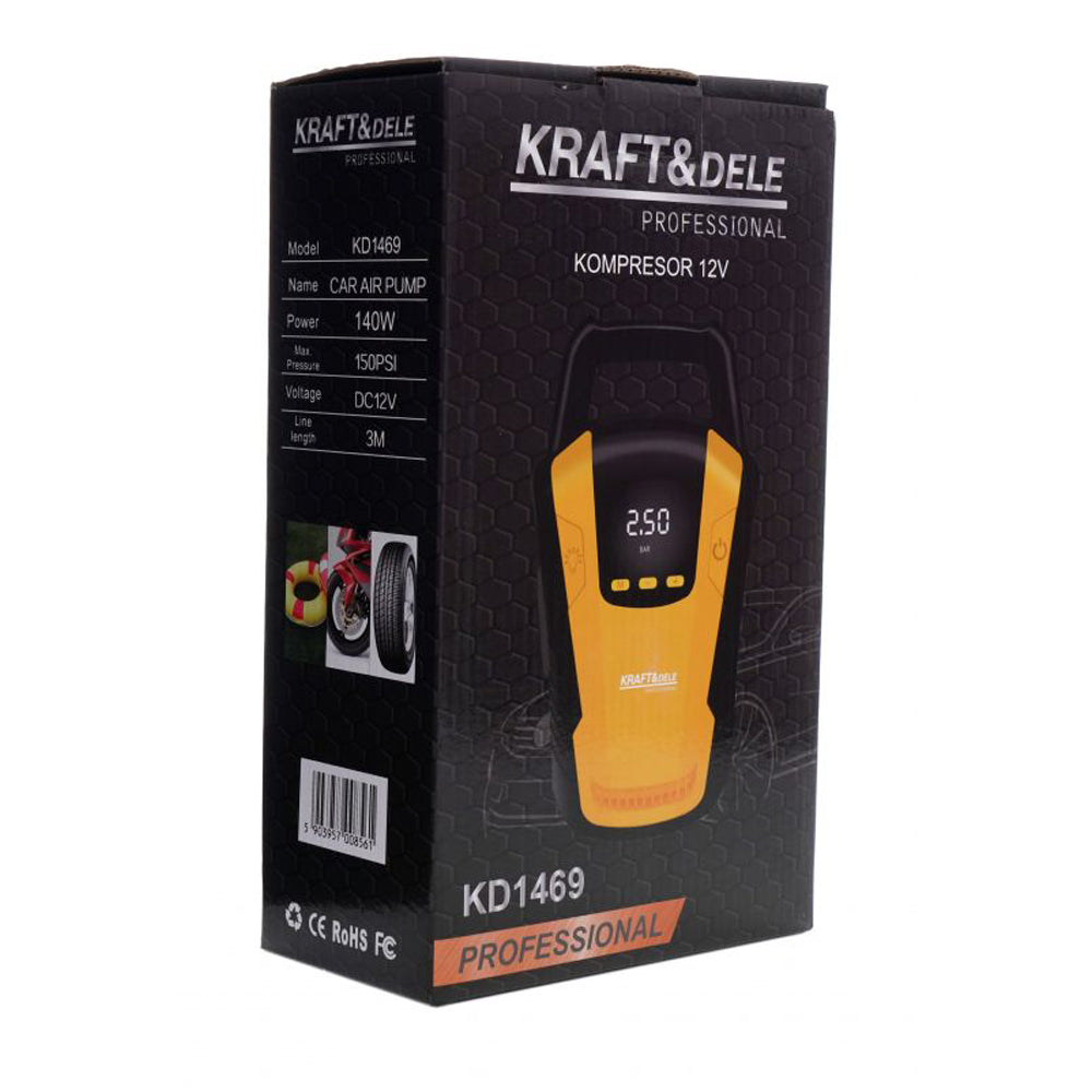 eGOSPODARi.ro - Compresor aer portabil auto-moto-velo-mingi, KRAFT Profi, 12V, Display, K1469