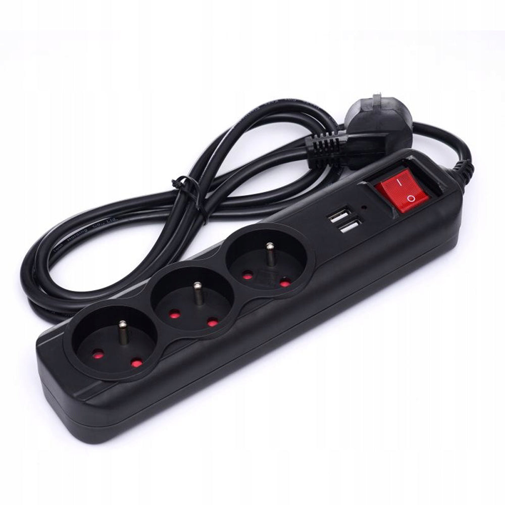 eGOSPODARi.ro Prelungitor electric lungime 1.5m cu intrerupator, 3 prize si 2 mufe incarcare prin USB, KRAFT Profi K4031, Poza2