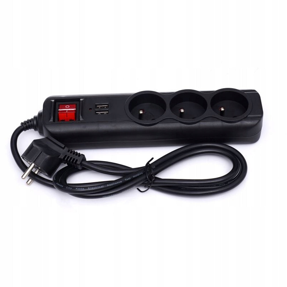 eGOSPODARi.ro Prelungitor electric lungime 1.5m cu intrerupator, 3 prize si 2 mufe incarcare prin USB, KRAFT Profi K4031, Poza3