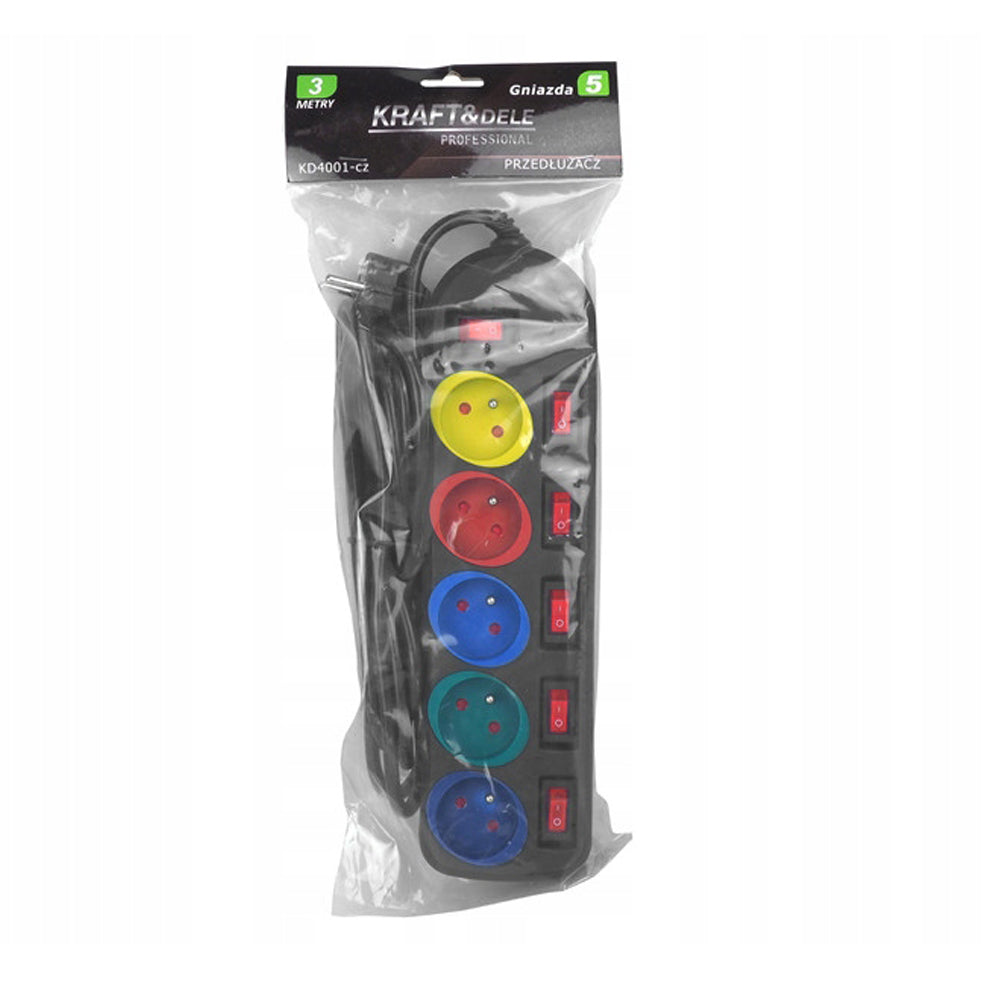 eGOSPODARi.ro Prelungitor electric lungime 3m, cu intrerupator si 5 prize, KRAFT Profi K4001-CZ, Poza8