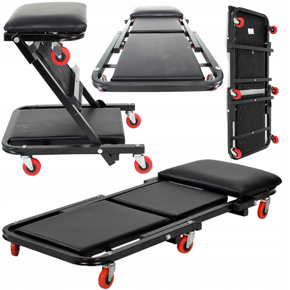 eGOSPODARi.ro Scaun Atelier pliabil in Carucior cu roti tip PAT pentru service auto, KRAFT Profi K378, Poza1