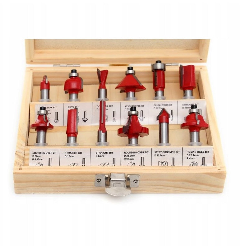 eGOSPODARi.ro Set 12 freze pentru lemn, forme diferite, diametru ax 8 mm, KRAFT Profi K10282, Poza4