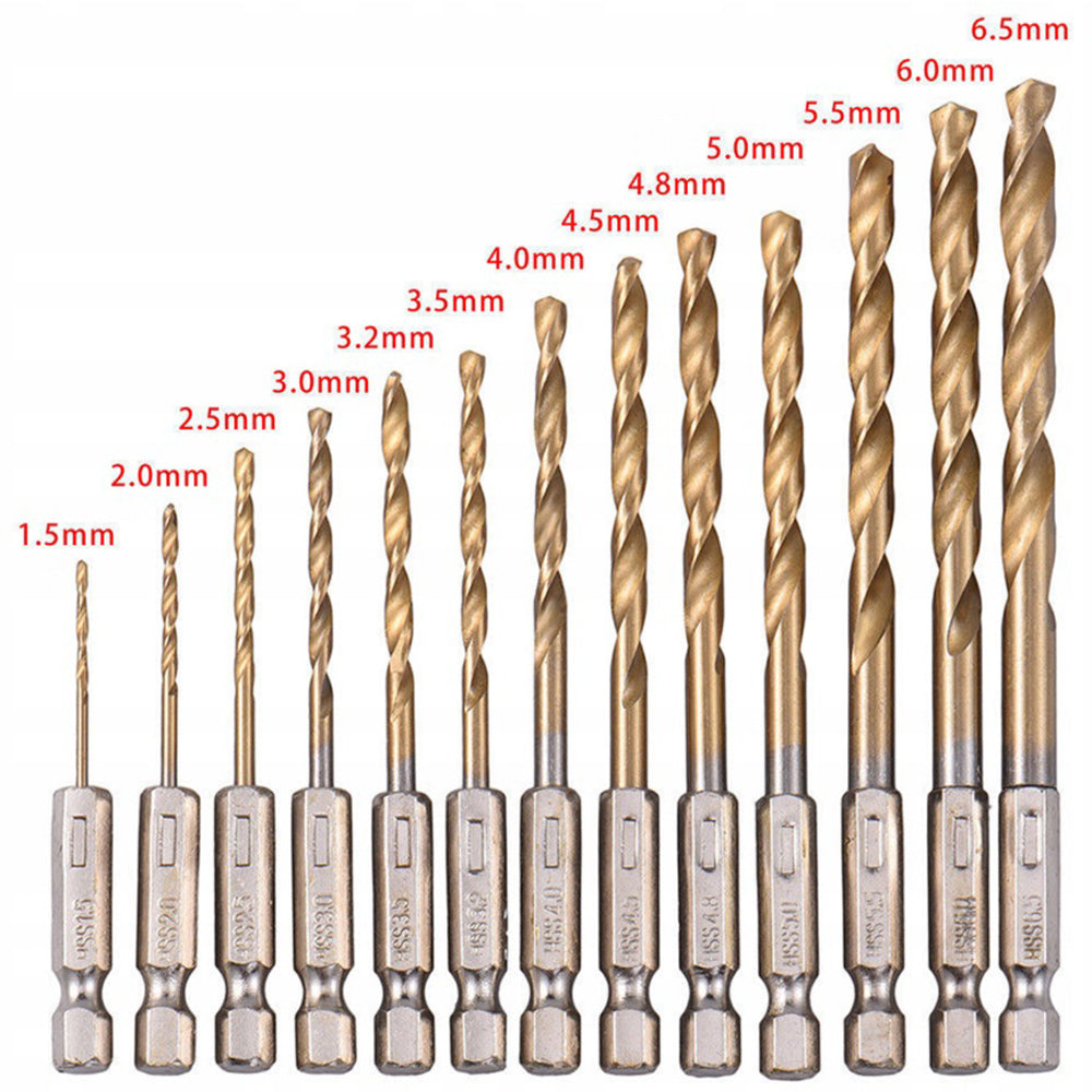 eGOSPODARi.ro Set 13 burghie cu aliaj din titan, Diametre 1.5-6.5mm, prindere hexagonala, KRAFT Profi K982, Poza5
