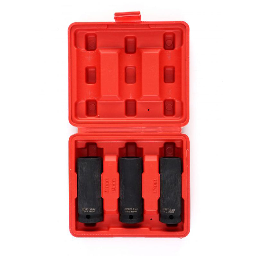 eGOSPODARi.ro Set 3 tubulare pentru masina de insurubat cu impact, Drive 1/2", Marimi intre 17-21mm, KRAFT Profi K11750, Poza4