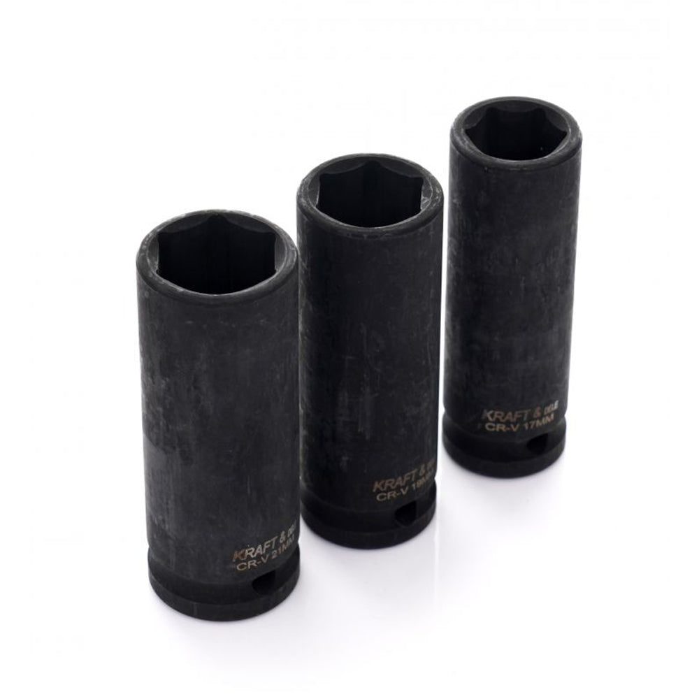 eGOSPODARi.ro Set 3 tubulare pentru masina de insurubat cu impact, Drive 1/2", Marimi intre 17-21mm, KRAFT Profi K11750, Poza9