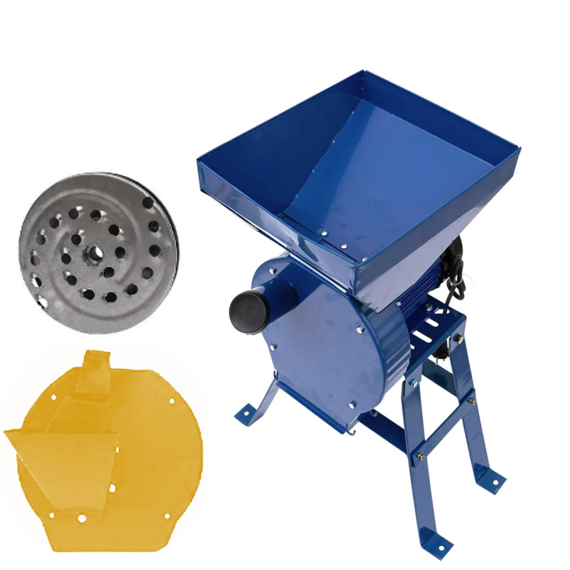 eGOSPODARi.ro % Set Moara cereale, stiuleti si fructe-legume 3 in 1 Alpin-PROFI seria E, 3.9kW, Albastra, cu ciocanele, CUVA MARE si suport cu picioare