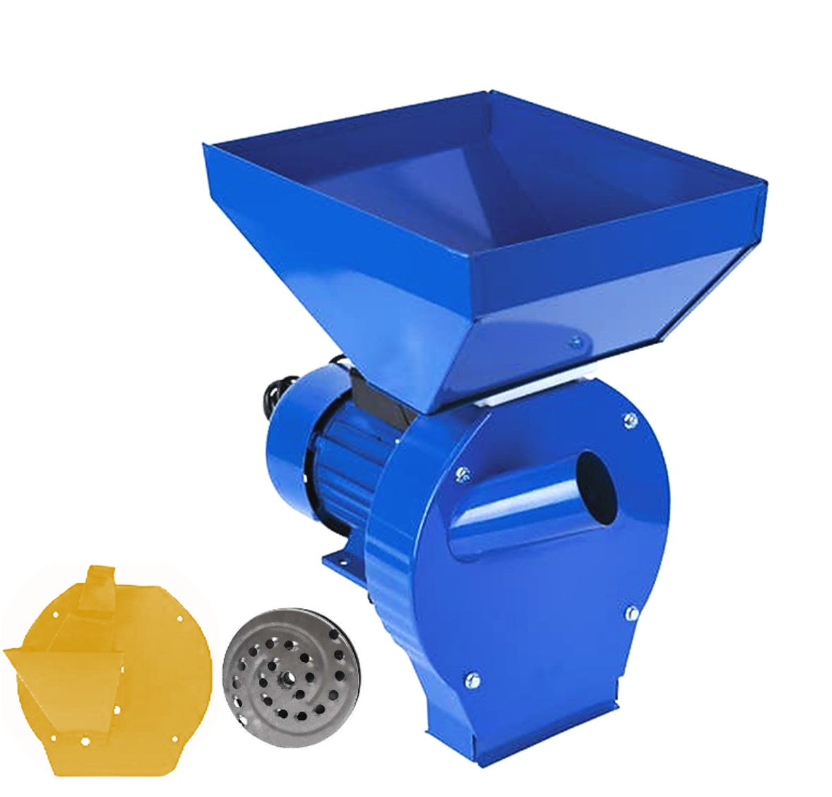 eGOSPODARi.ro % Set Moara cereale, stiuleti si legume 3 in 1 Alpin-PROFI seria E, 3.9kW, Albastra cu ciocanele, CUVA MARE si razatoare legume-fructe