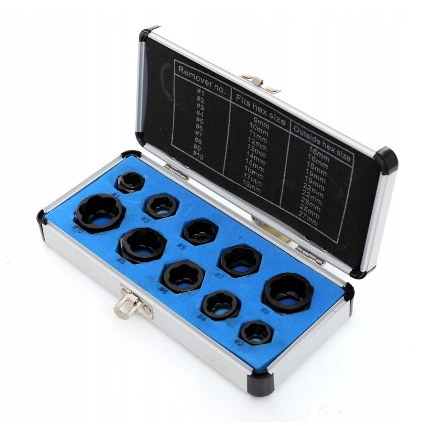 eGOSPODARi.ro Set desfacere (extragere) suruburi sau piulite defecte, include 10 buc priza externa pentru cap surub HEX 9-19mm, KRAFT Profi K10268, Poza3