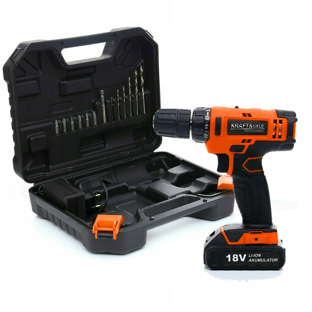 eGOSPODARi.ro Set masina insurubat si gaurit cu acumulator 18V, include burghie, biti si cutie depozitare, KRAFT Profi K1572, Poza6