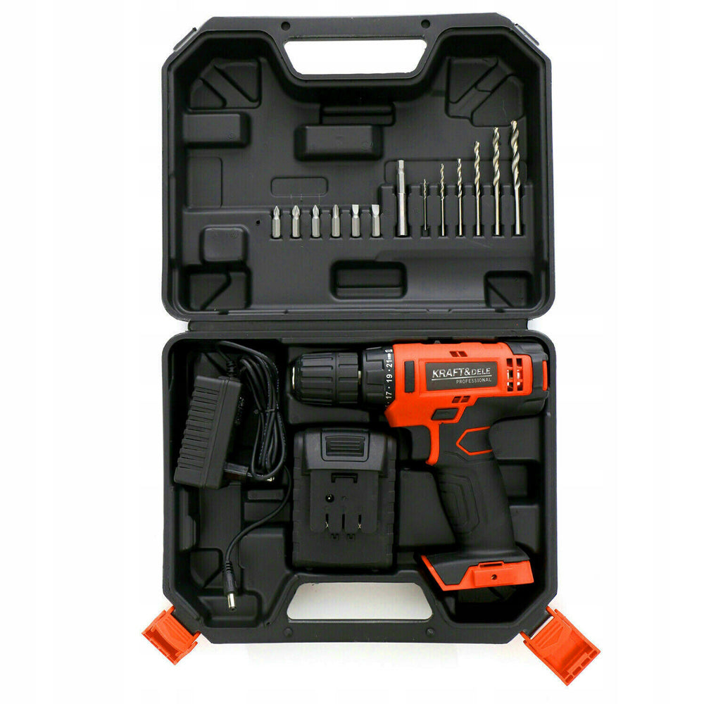 eGOSPODARi.ro Set masina insurubat si gaurit cu acumulator 18V, include burghie, biti si cutie depozitare, KRAFT Profi K1572, Poza9