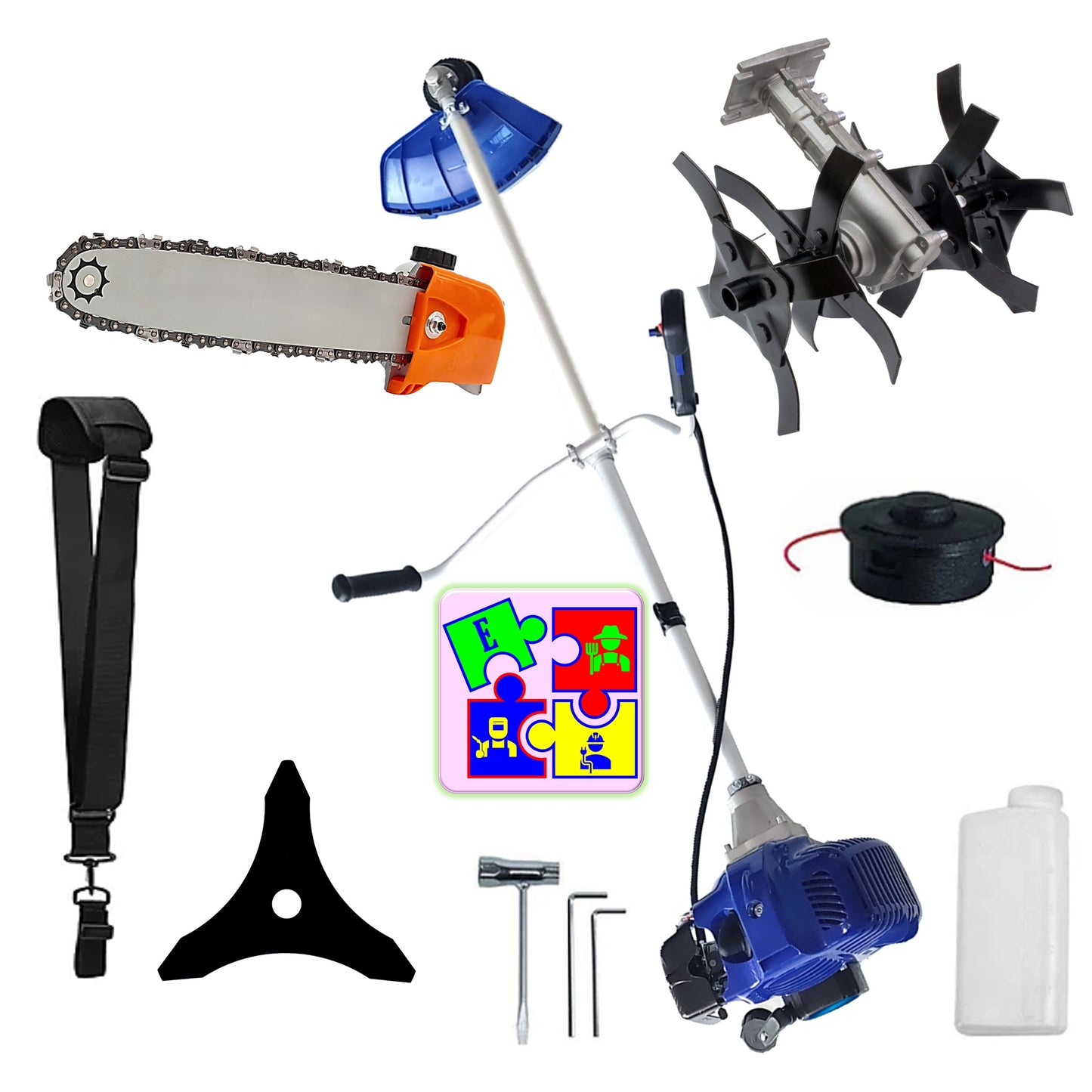 eGOSPODARi.ro % Motocositoarea FERMIERULUI-GOSPODAR, Blue-Efficient, Accesorii si 1xDisc, ALBASTRU-3.4CP, PLUS CULTIVATOR, +Cap DRUJBA