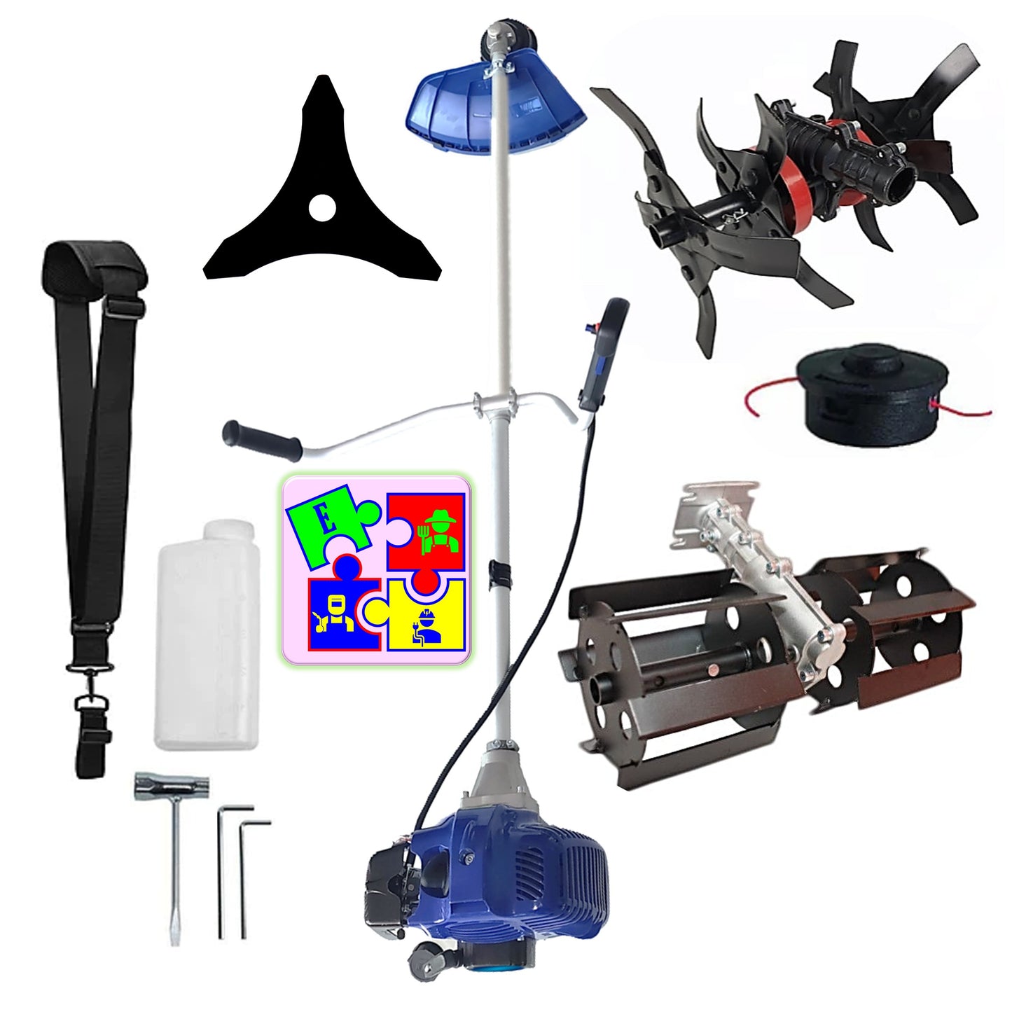 eGOSPODARi.ro % Motocositoarea FERMIERULUI-GOSPODAR, Blue-Efficient, Accesorii si 1xDisc, ALBASTRU-3.4CP, Plus PRASITOARE, +CULTIVATOR-Profi