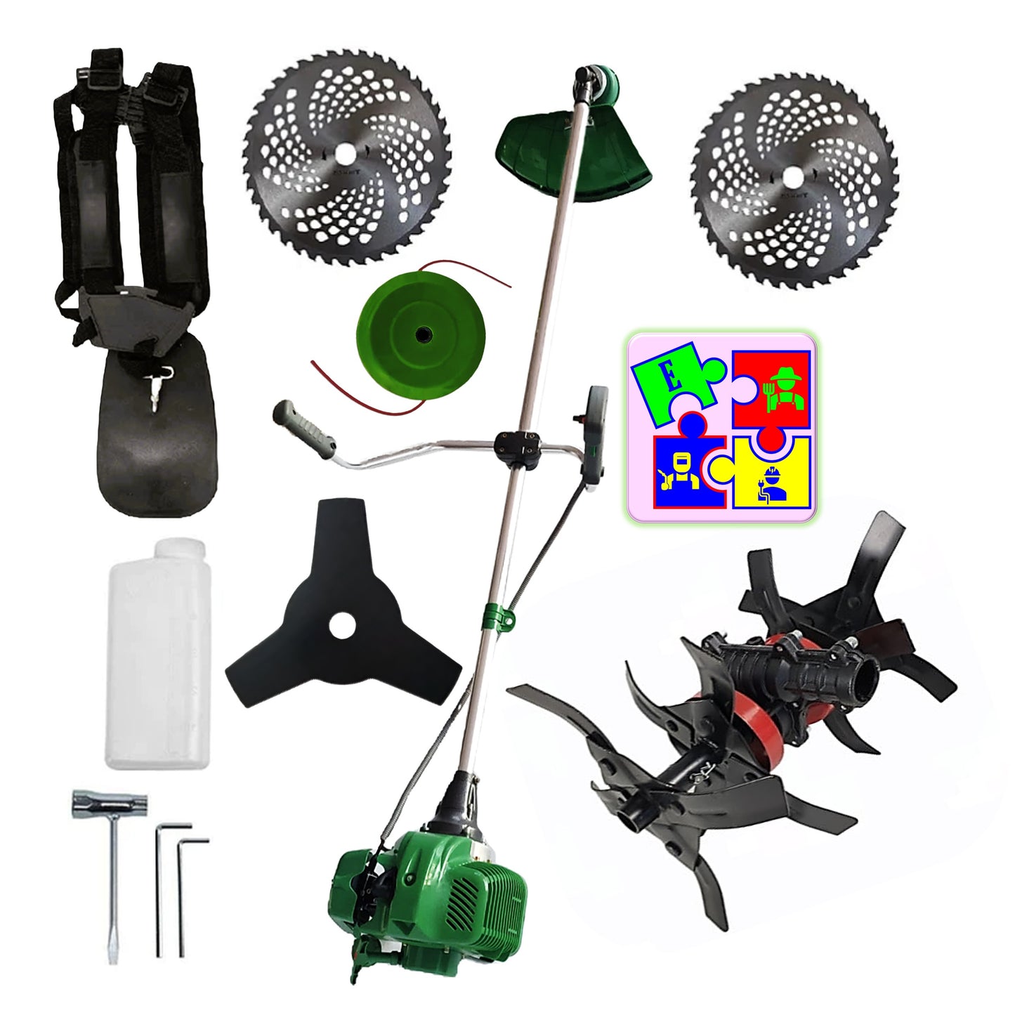 eGOSPODARi.ro % Motocositoarea FERMIERULUI-GOSPODAR, 2xDiscuri Vidia, 1xDisc Stea, 52cc, VERDE-6CP, PLUS CULTIVATOR PROFI
