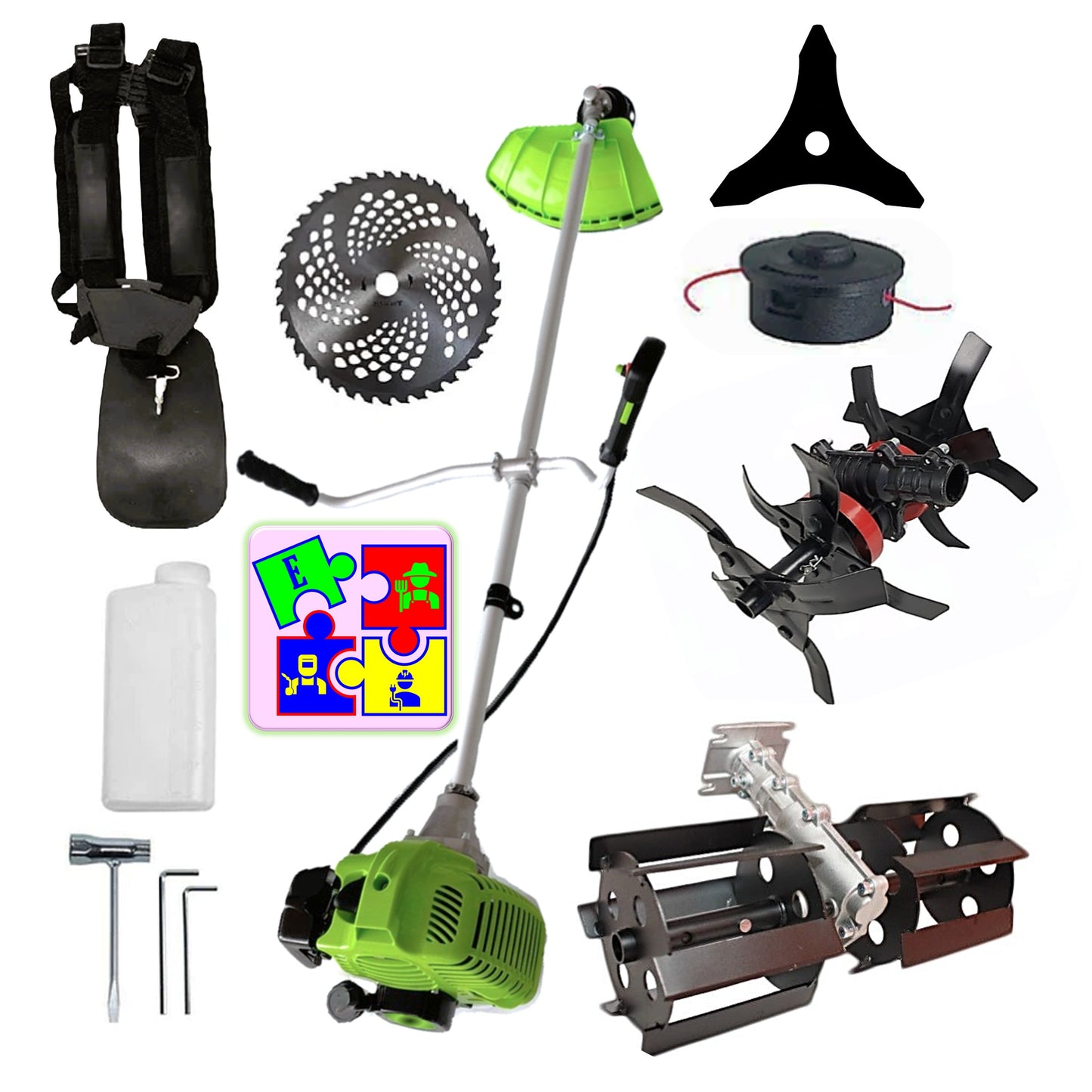 eGOSPODARi.ro % Motocositoarea FERMIERULUI-GOSPODAR, Consum Mic, Accesorii si 2xDisc, VERDE-4CP, Plus PRASITOARE, +CULTIVATOR-Profi