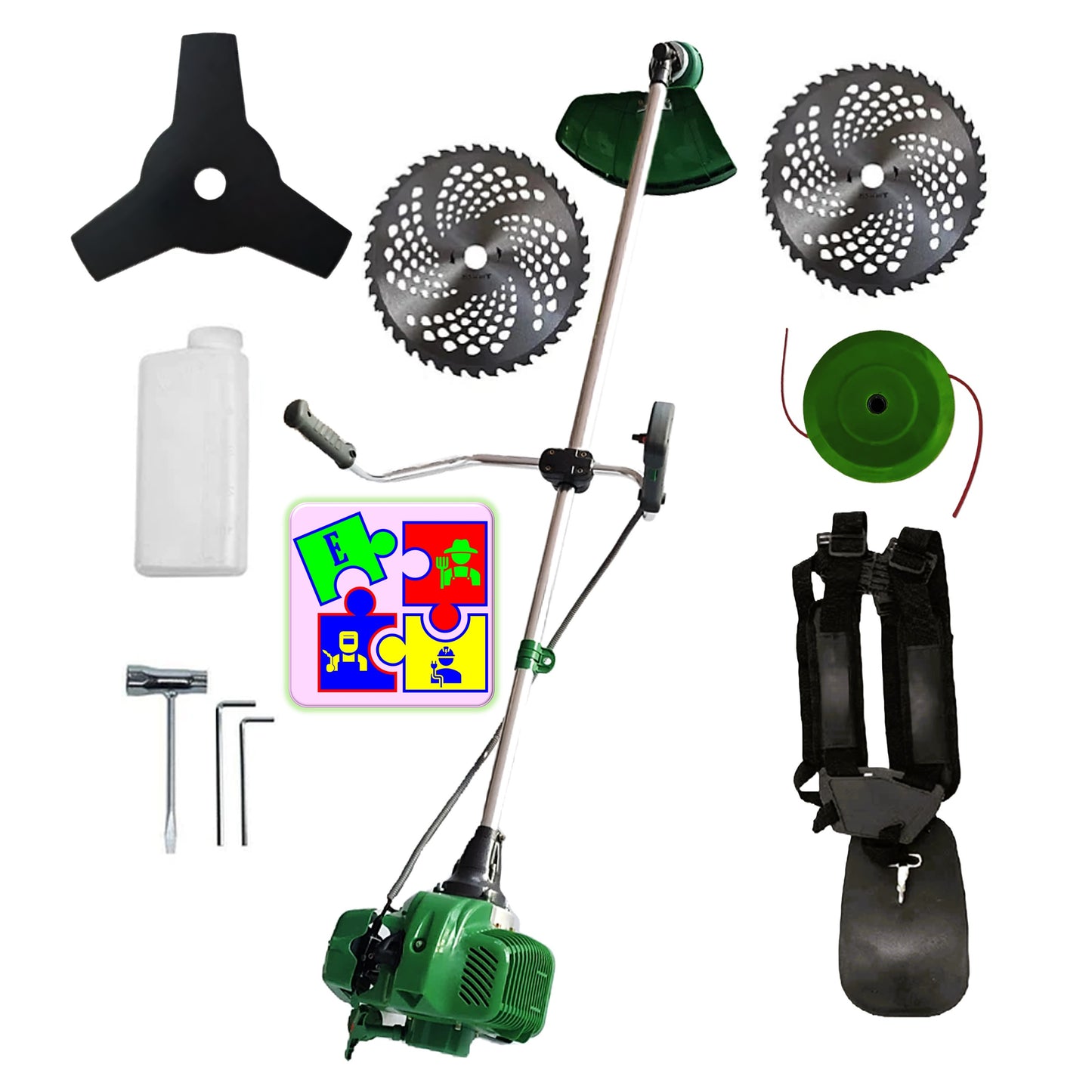 eGOSPODARi.ro % Motocositoarea FERMIERULUI-GOSPODAR, 2xDiscuri Vidia, 1xDisc Stea, 52cc, VERDE-6CP