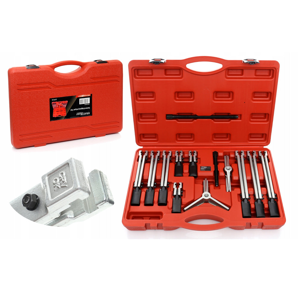 eGospodari.ro % SET Extractor cu dubla-prinde pentru rulmenti si bucse, KRAFT Profi K10148, 13 elemente, cutie plastic inclusa