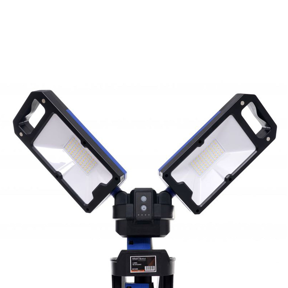 eGospodari.ro % Lampa multifunctionala reincarcabila KRAFT Profi K1265, 2 proiectoare LED, 4000Lm, acumulator 4000mAh, 6 moduri, 2 culori, cu trepied , pentru ateliere, camping, constructii etc