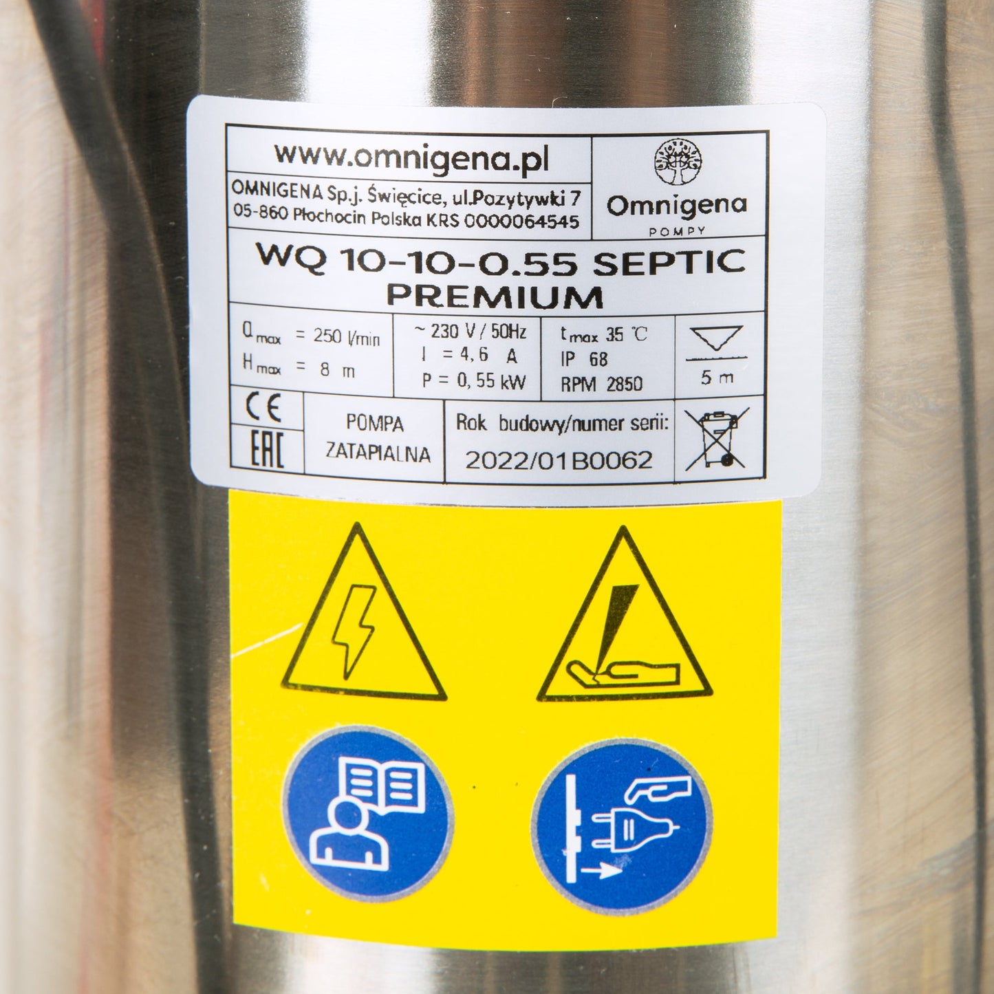 eGospodari.ro % Pompa apa murdara OMNI Polonia WQ 10-10-0.55 SEPTIC, 0.55kW, debit 250l/min, H refulare 8m, submersibila