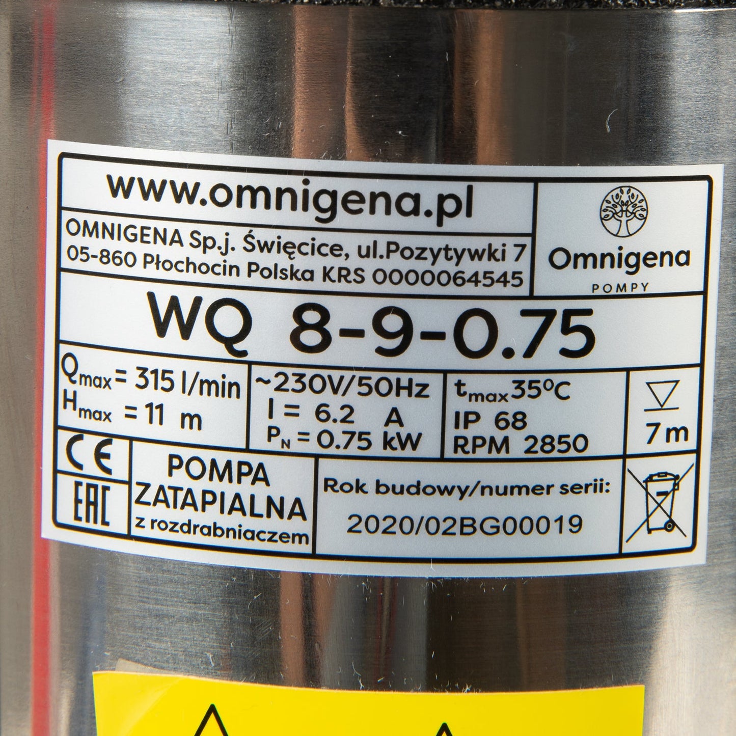 eGospodari.ro % Pompa apa murdara cu tocator OMNI Polonia WQ 8- 9-0,75, 0.75KW, debit 315l/min, H refulare 11m, submersibila