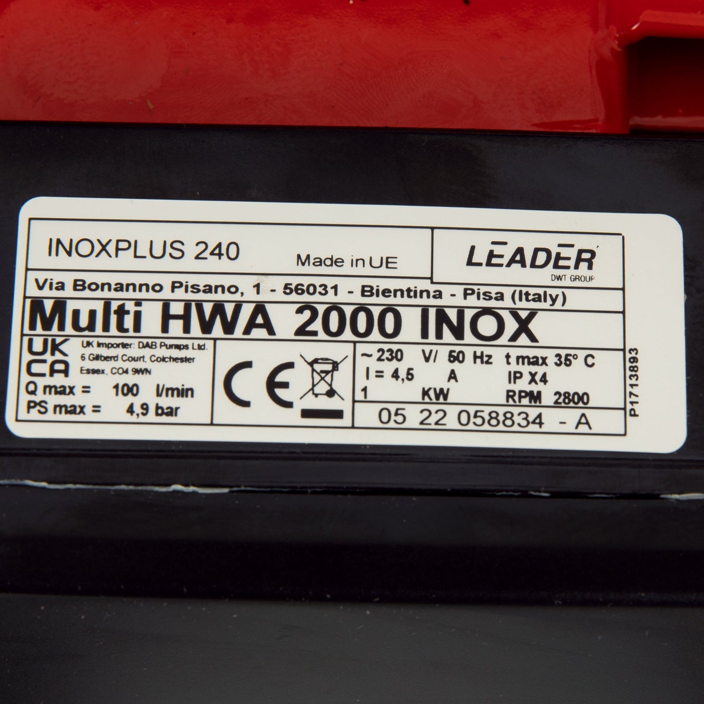 eGospodari.ro % Pompa de suprafata OMNI Polonia Multi HWA 2000 INOX, 230V, 1kW, 100l/min, H refulare 46m