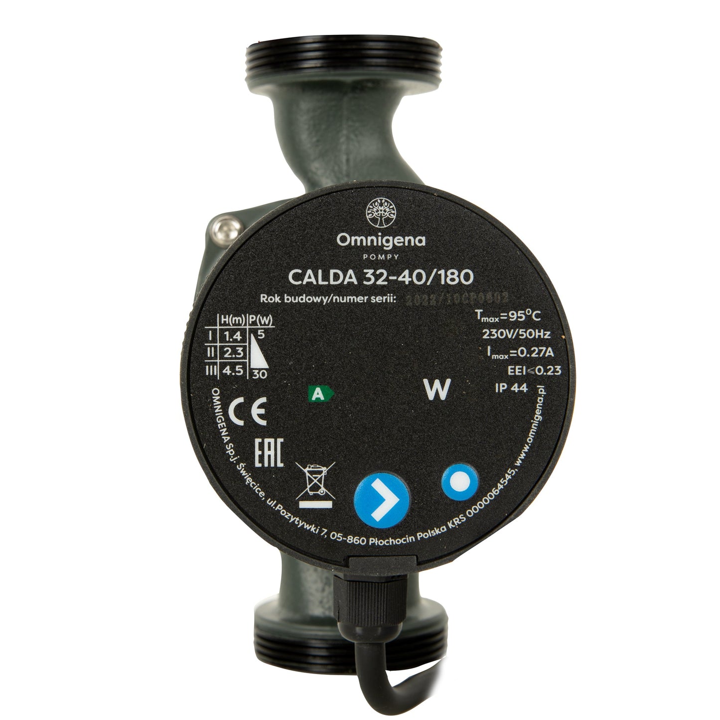 eGospodari.ro % Pompa recirculare centrala OMNI Polonia CALDA 32-40/180, debit 50l/min, putere 22W