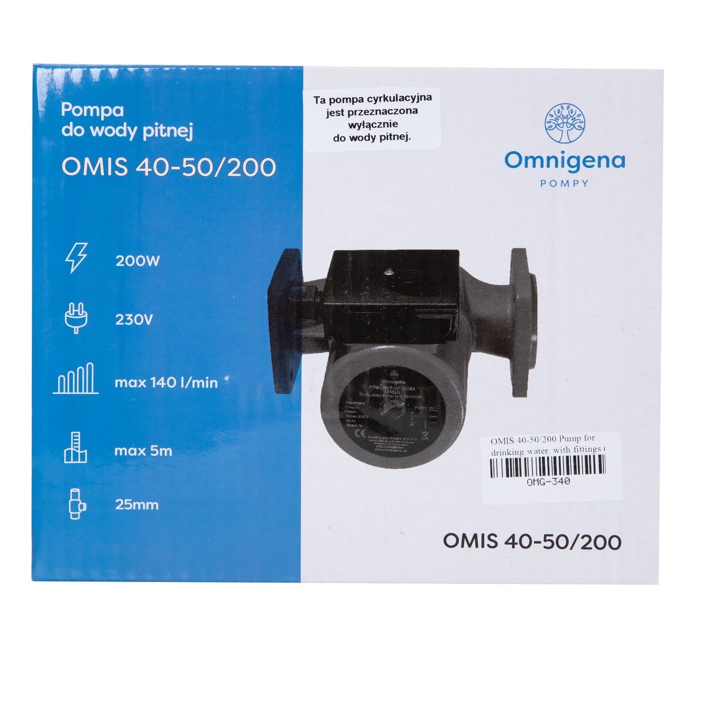 eGospodari.ro % Pompa recirculare centrala OMNI Polonia OMIS 40-50/200, debit 140l/min, putere 200W