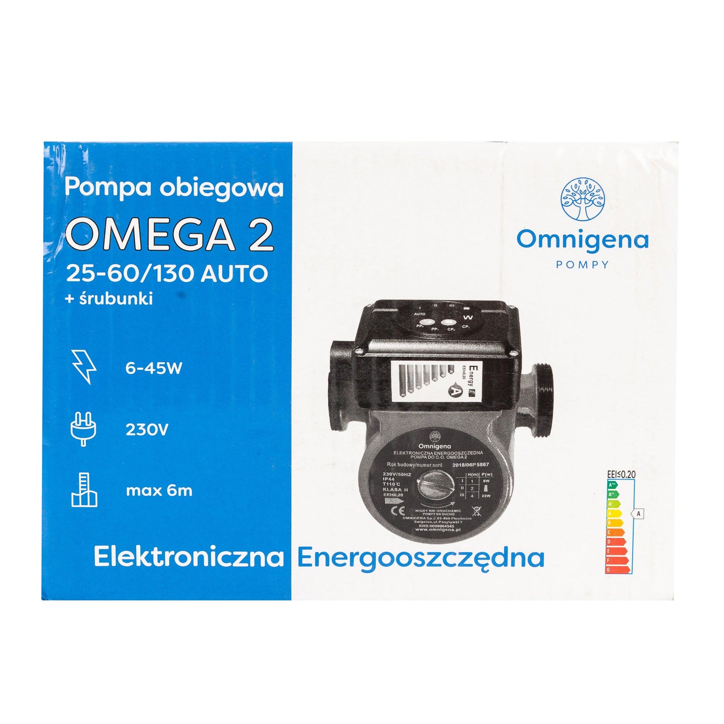 eGospodari.ro % Pompa recirculare centrala OMNI Polonia OMEGA2 25-60/130, debit 3m3/h, putere 45W