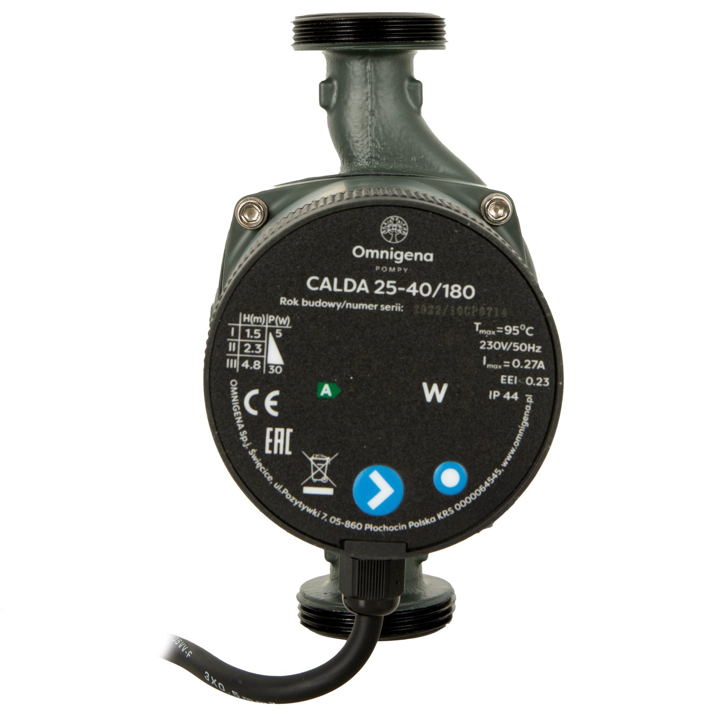 eGospodari.ro % Pompa recirculare centrala OMNI Polonia CALDA 25-40/180, debit 42l/min, putere 30W