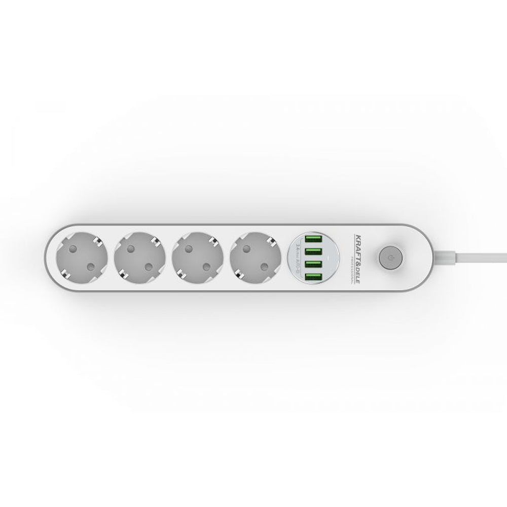 eGospodari.ro % Prelungitor electric 2m cu intrerupator KRAFT Profi K4030 4 prize, 4 mufe USB
