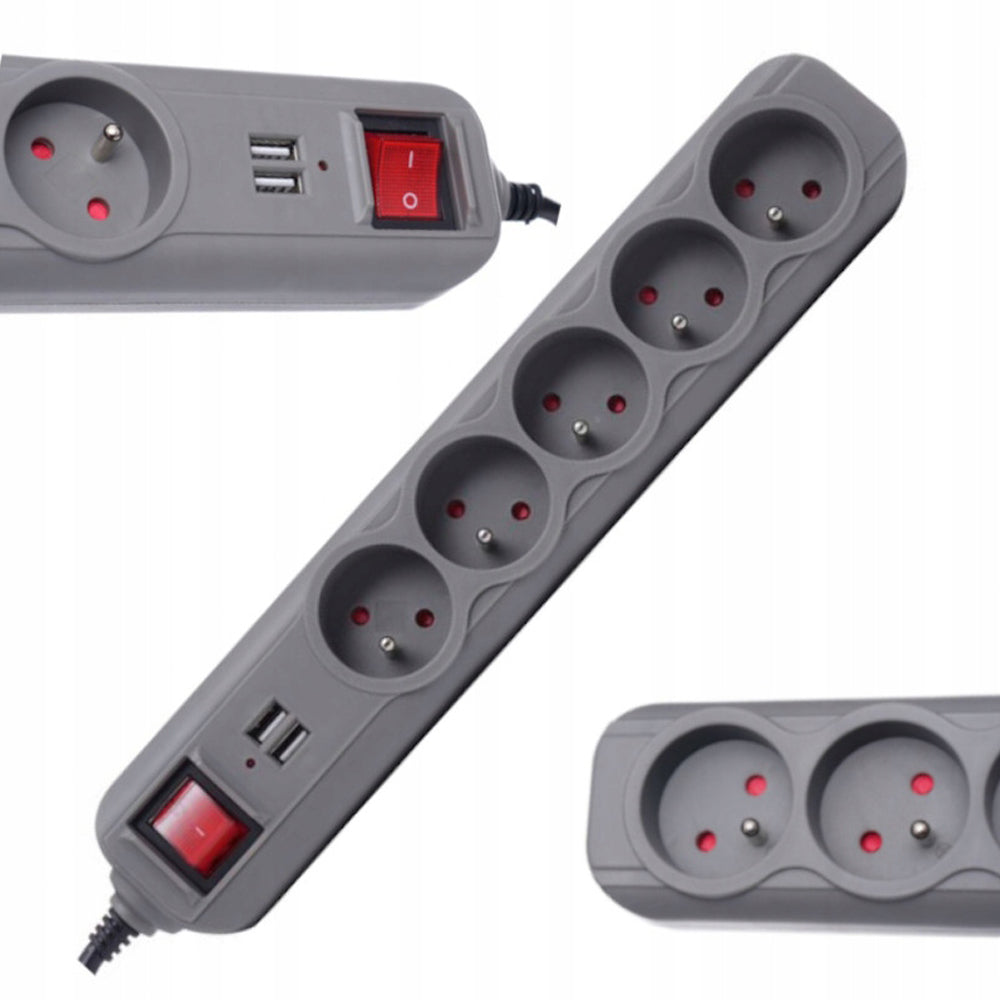 eGospodari.ro % Prelungitor electric 1.5m cu intrerupator KRAFT Profi K4033, 5 prize, 2 mufe USB
