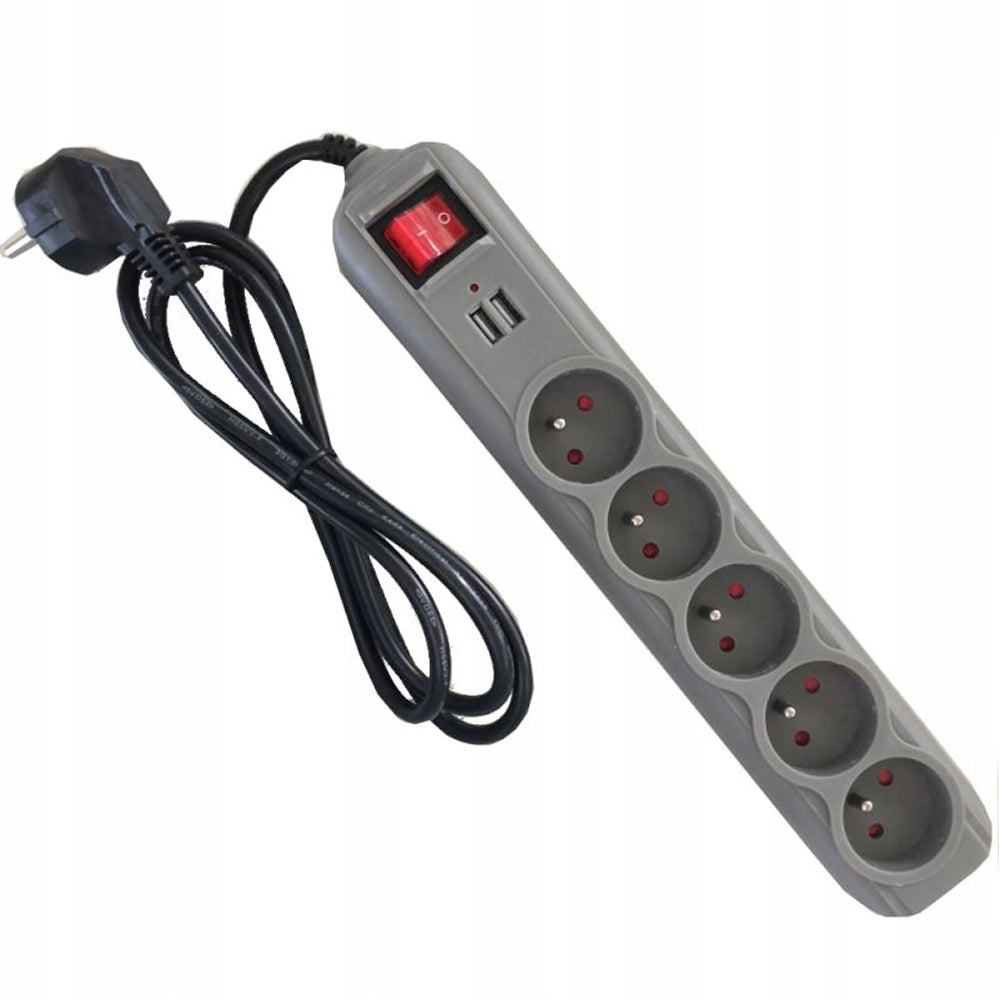 eGospodari.ro % Prelungitor electric cu 5 prize, 2 mufe USB si intrerupator KRAFT Profi K4034, lungime 3m