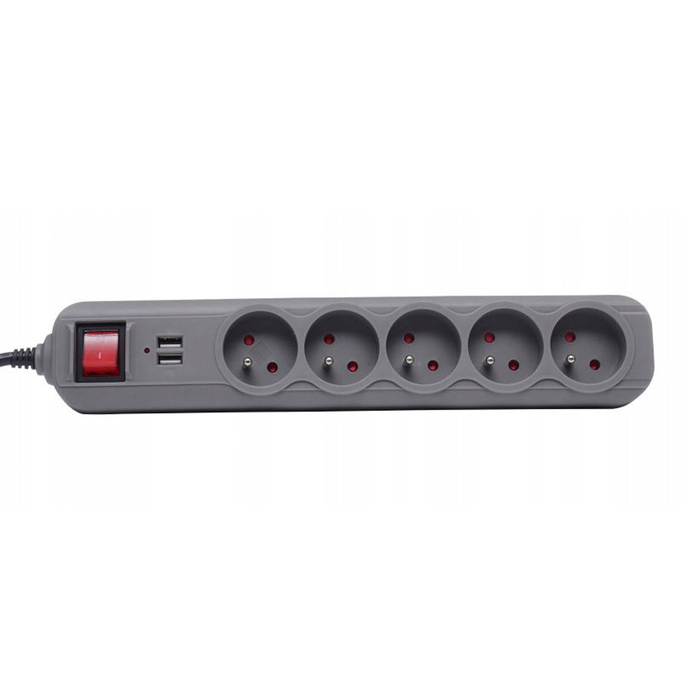eGospodari.ro % Prelungitor electric cu 5 prize, 2 mufe USB si intrerupator KRAFT Profi K4034, lungime 3m