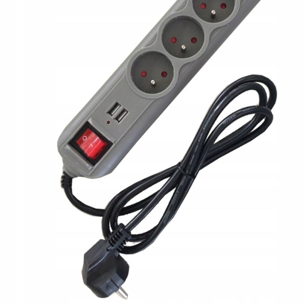 eGospodari.ro % Prelungitor electric cu 5 prize, 2 mufe USB si intrerupator KRAFT Profi K4034, lungime 3m