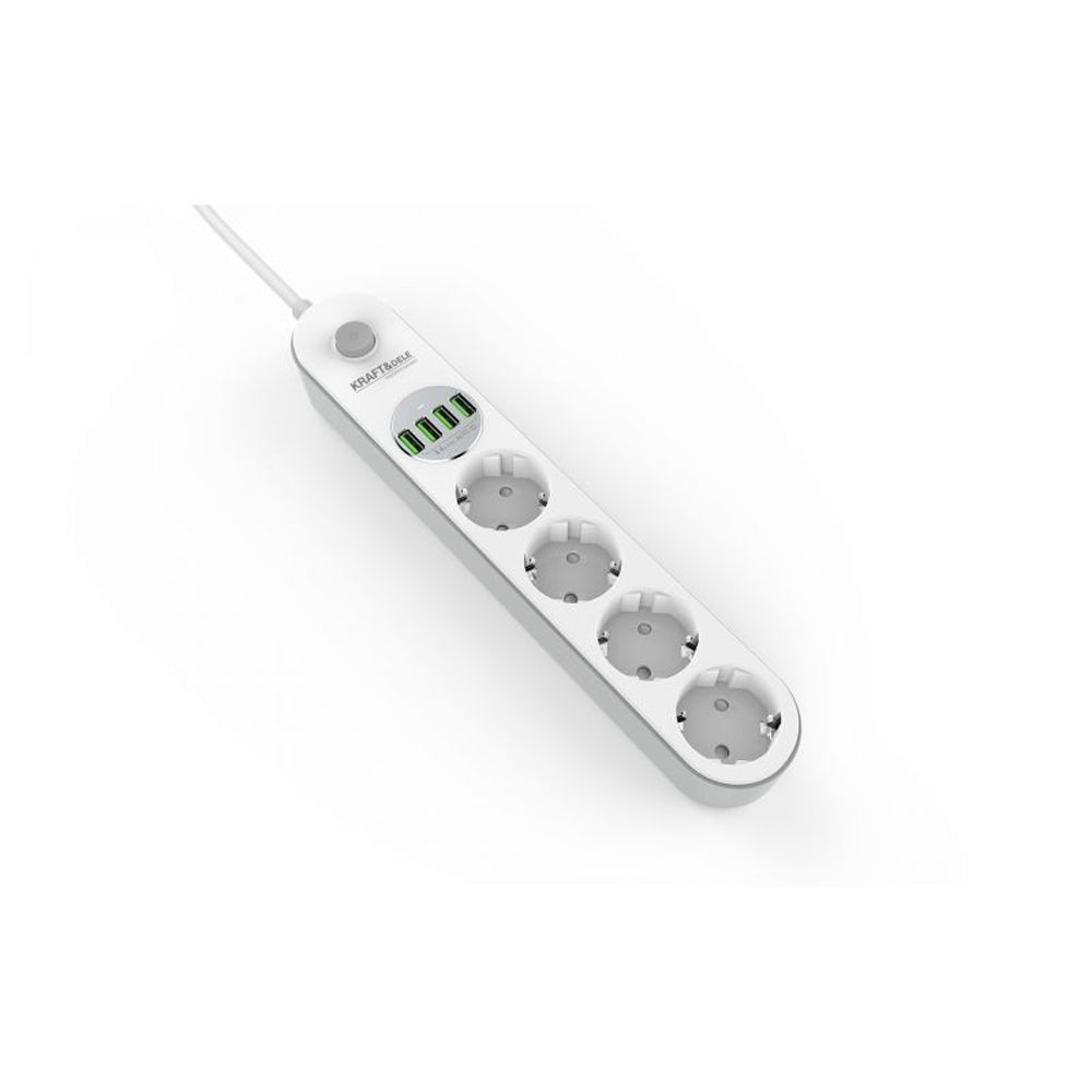 eGospodari.ro % Prelungitor electric 2m cu intrerupator KRAFT Profi K4030 4 prize, 4 mufe USB