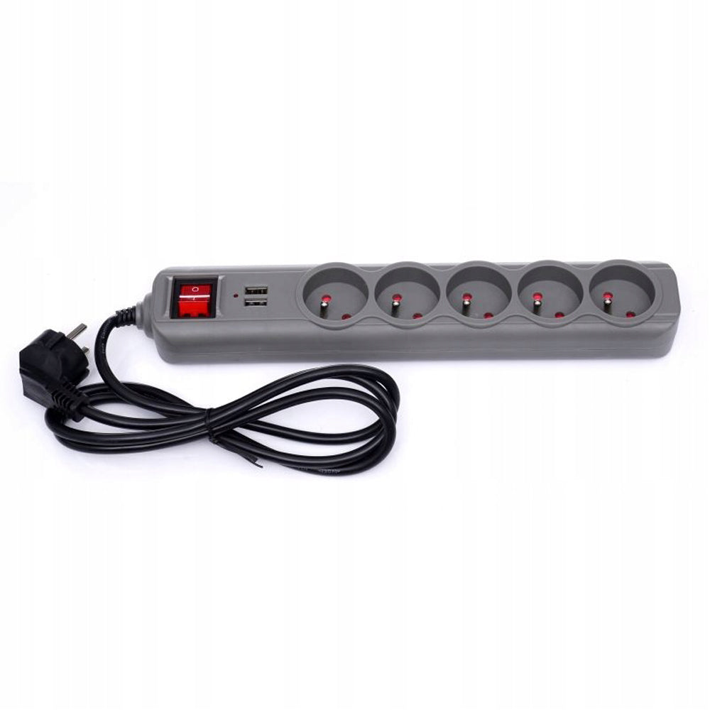 eGospodari.ro % Prelungitor electric 1.5m cu intrerupator KRAFT Profi K4033, 5 prize, 2 mufe USB