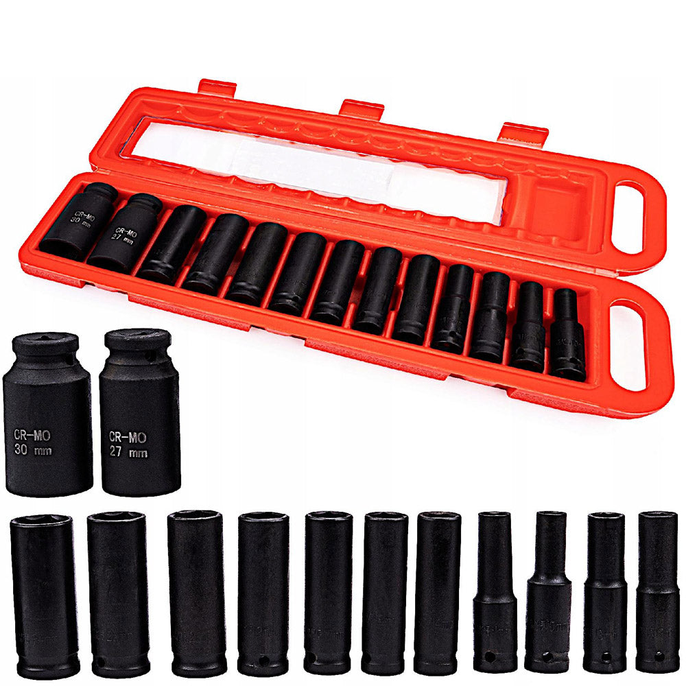 eGospodari.ro % Set 13 CHEI Tubulare prize cu impact KRAFT Profi K10521, Drive interior 1/2", 10-30mm, valiza transport inclusa