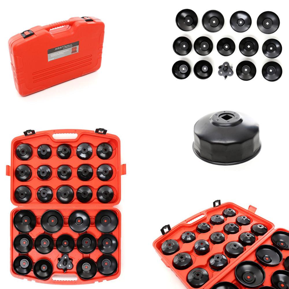 eGospodari.ro % SET TUBULARE capace desfacere filtre de ulei auto KRAFT Profi K10502, include 28+1 elemente, DRIVE 1/2" si 3/4"