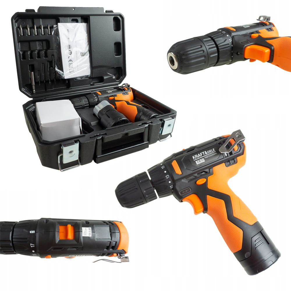 eGospodari.ro % SET Surubelnita cu acumulator KRAFT Profi K1670, include 2 acumulatori 12 V, 6 burghie si 6 biti incluse