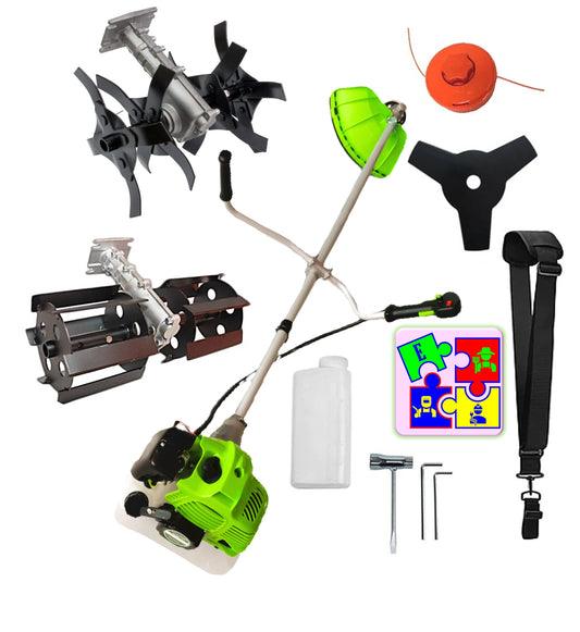Motocoasa pe benzina ALFA 7* PROFESSIONAL, Accesorii si 1xDisc Stea, 8CP, VERDE, Plus PRASITOARE, +CULTIVATOR