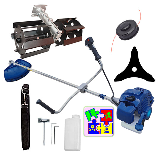 Motocoasa pe benzina TOMS Fermierul, Disc Stea, Accesorii Incluse, 3.4cp, Albastra, +PRASITOARE