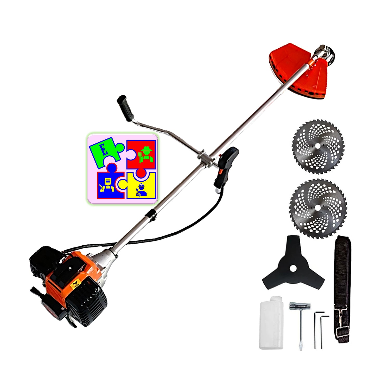 Motocoasa pe benzina URAL 7* PROFESSIONAL, 52cc, 6CP, Accesorii Incluse, Disc Stea, VIDIA D230mm, D255mm