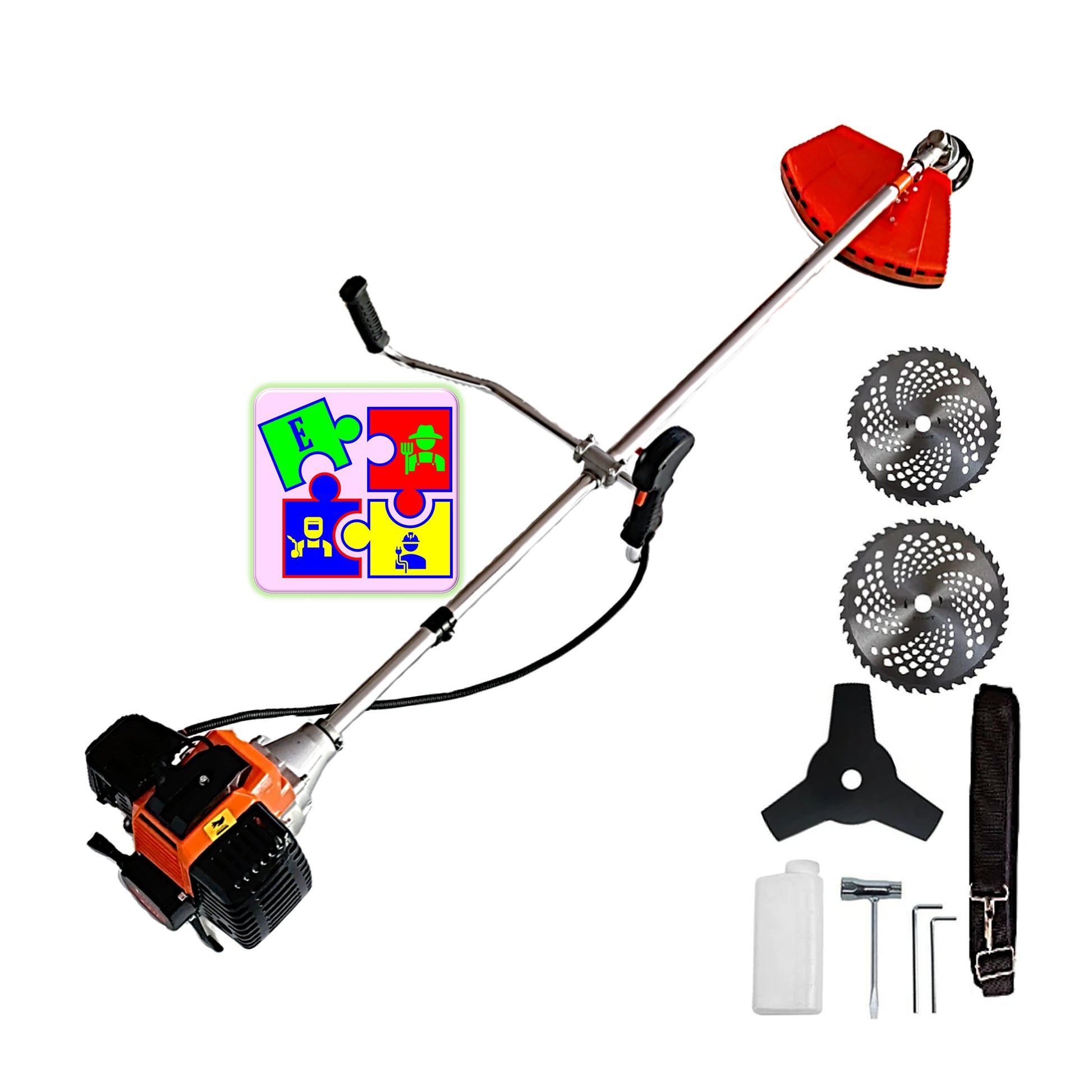 Motocoasa pe benzina URAL 7* PROFESSIONAL, 52cc, 6CP, Accesorii Incluse, Disc Stea, VIDIA D230mm, D255mm